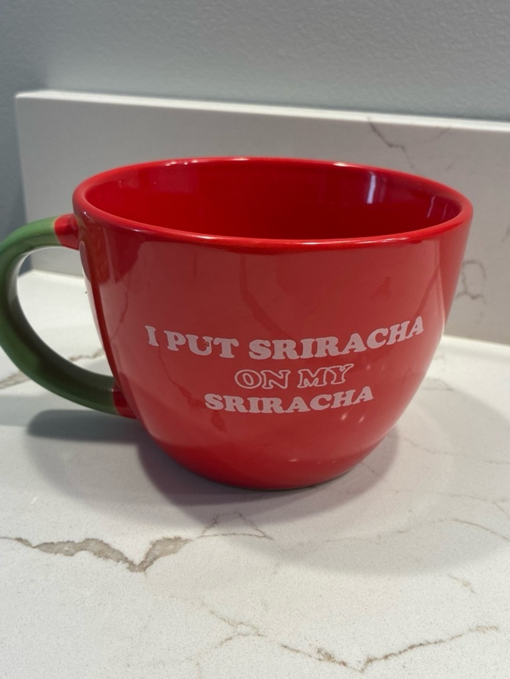 Red 'I Put Sriracha On My Sriracha' Ceramic Mug